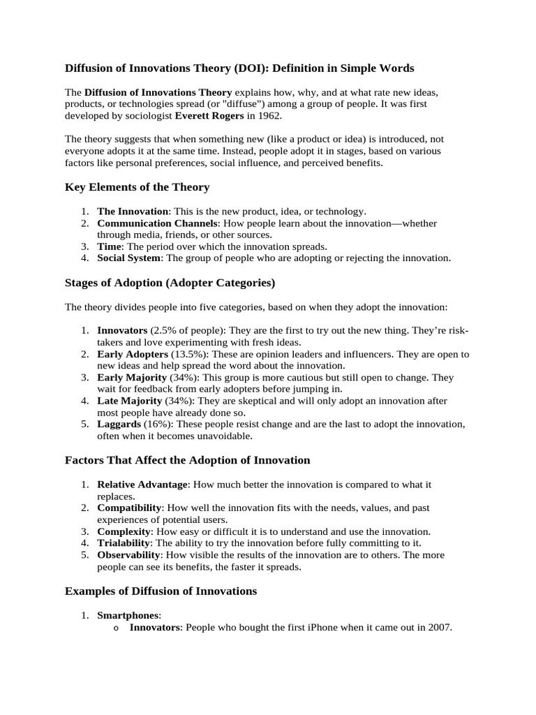 Understanding Diffusion of Innovations Theory | PDF | Innovation ...