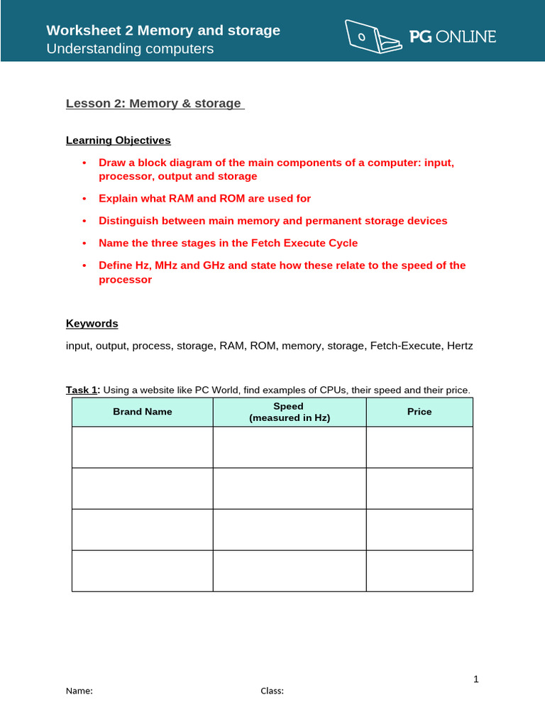Memory and Storage in Computers | PDF | Computer Data Storage | Hertz
