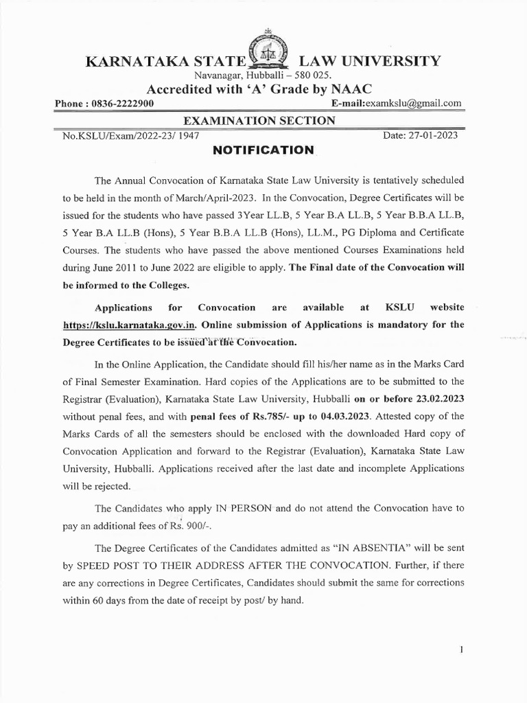 Convocation Notification | PDF