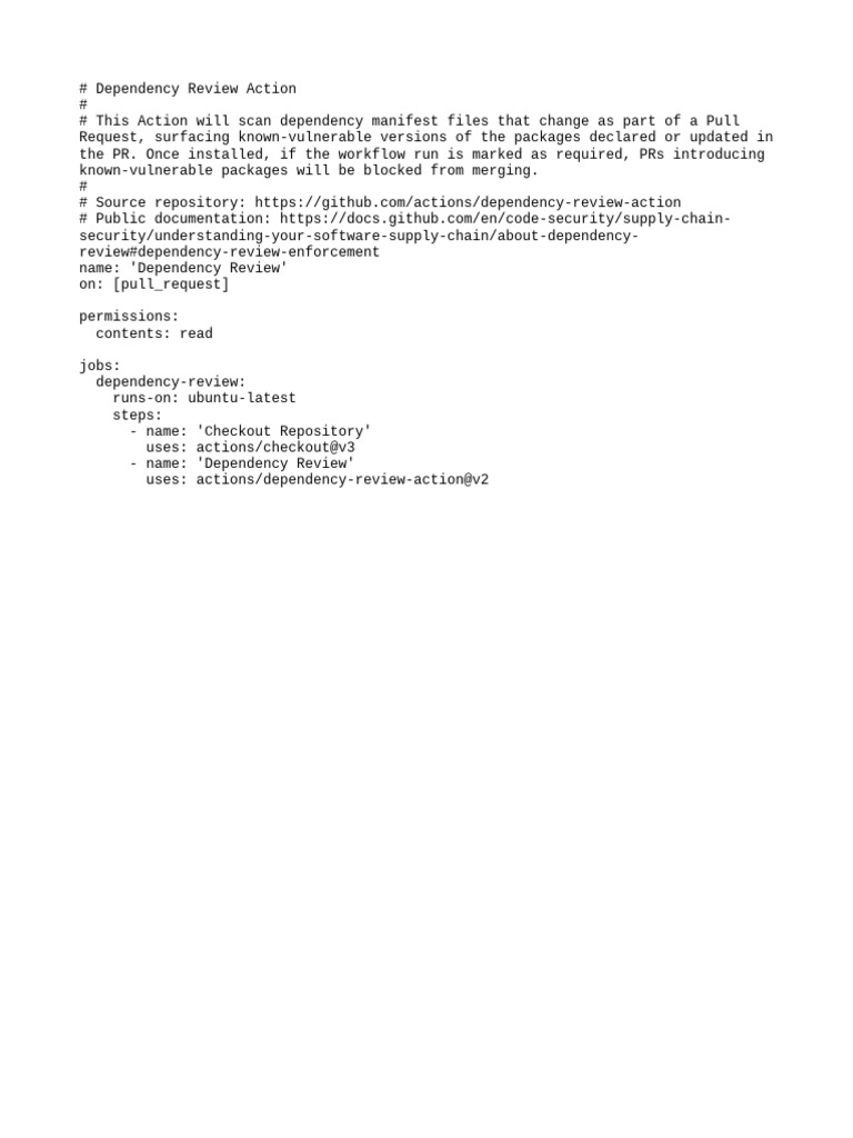 Dependency Review Action for PRs | PDF