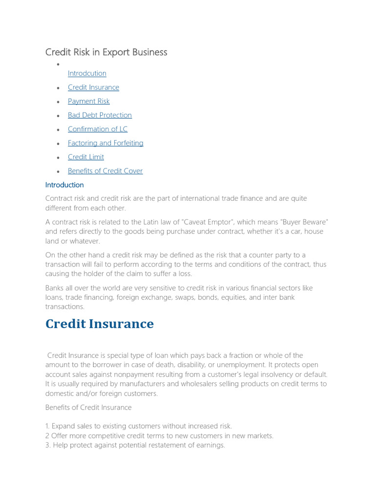 Export Credit Risk Management Guide | PDF | Finance & Money Management ...