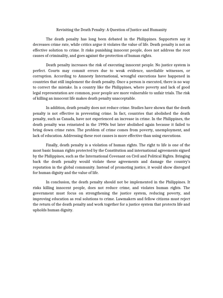 Death Penalty Debate in the Philippines | PDF | Capital Punishment ...