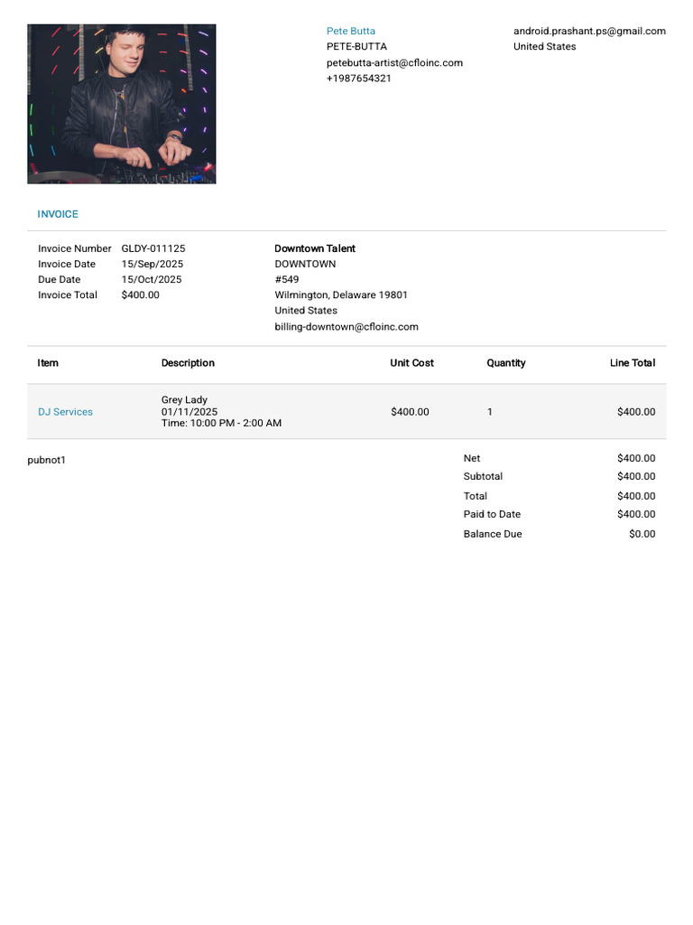 Invoice GLDY 011125 | PDF