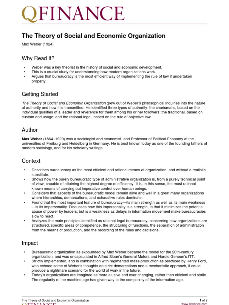 Max Weber's Bureaucracy Theory Explained | PDF | Max Weber | Bureaucracy