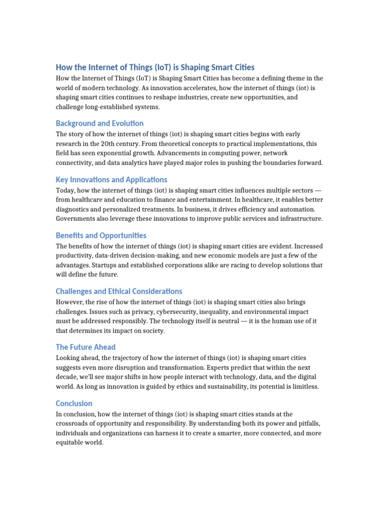 IoT's Impact on Smart Cities Development | PDF | Internet Of Things ...