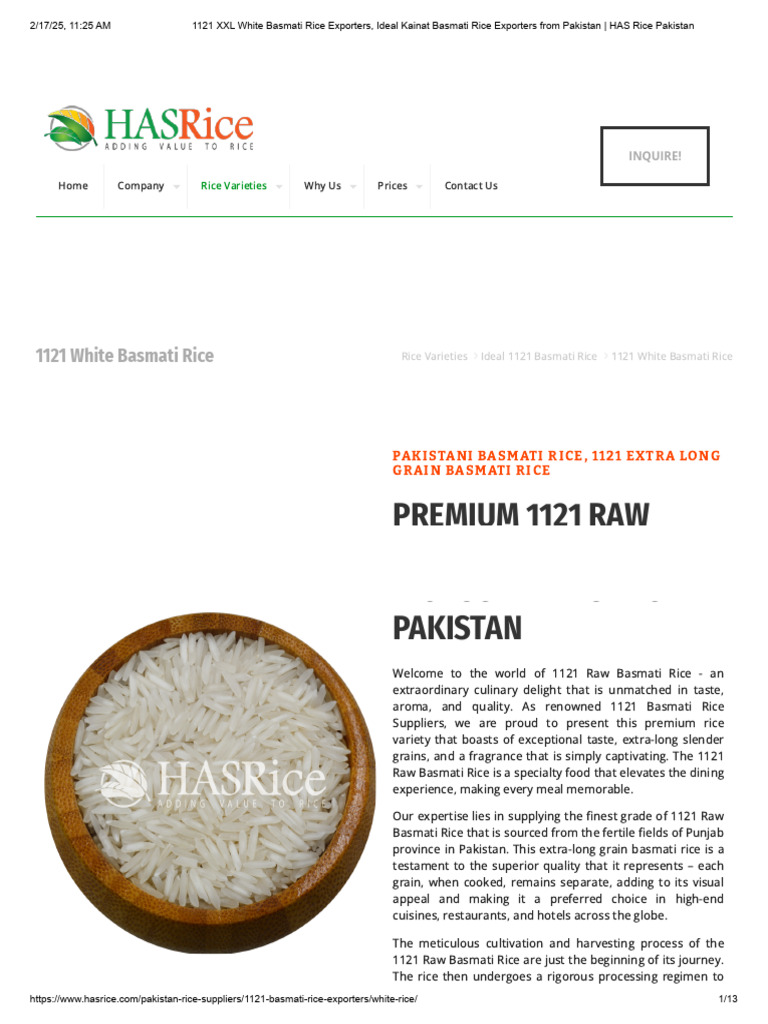 Premium 1121 Basmati Rice Suppliers | PDF | Rice