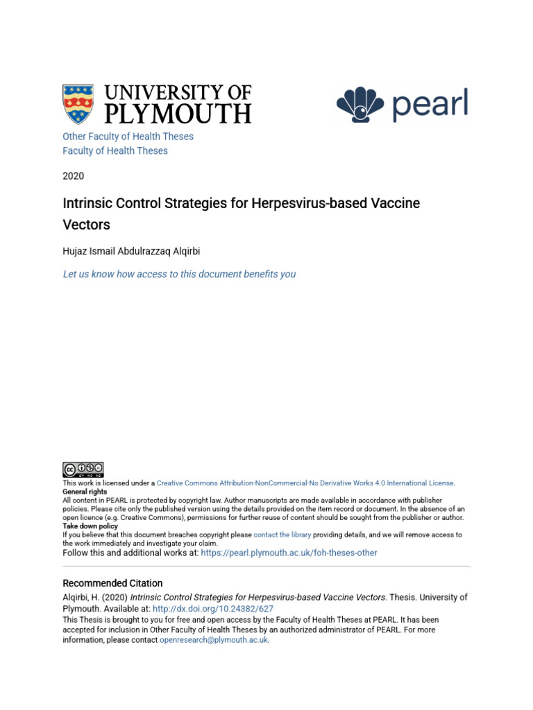 Intrinsic Control Strategies For Herpesvirus-Based Vaccine Vector | PDF ...