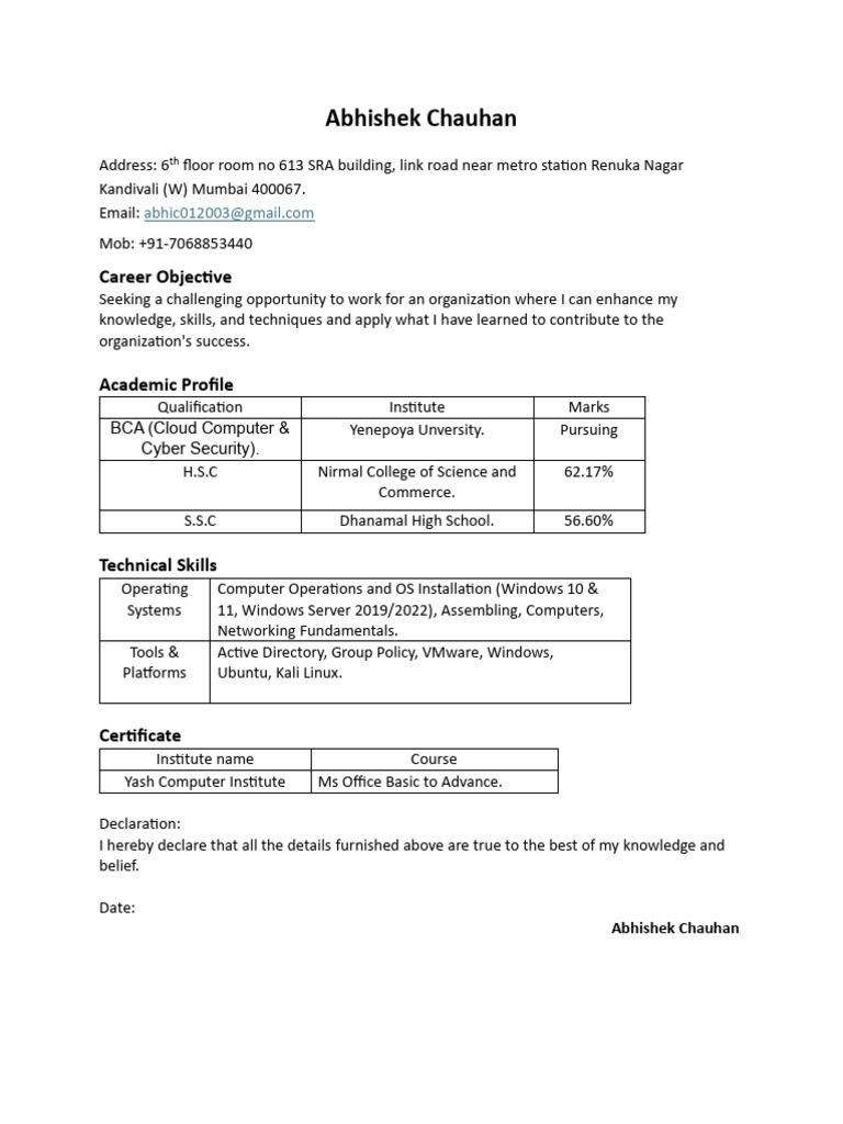 JK Abhishek IT Resume | PDF