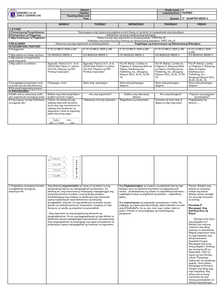 DLL g6 Filipino q3 w3 | PDF