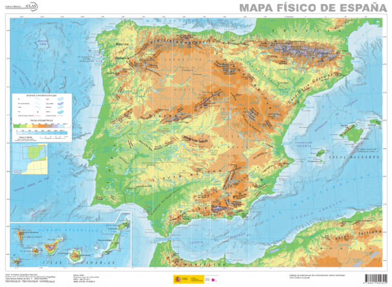 Espana Mapa Fisico de Espana 1 3.000.000 2025 Mapa 17043 Spa | PDF