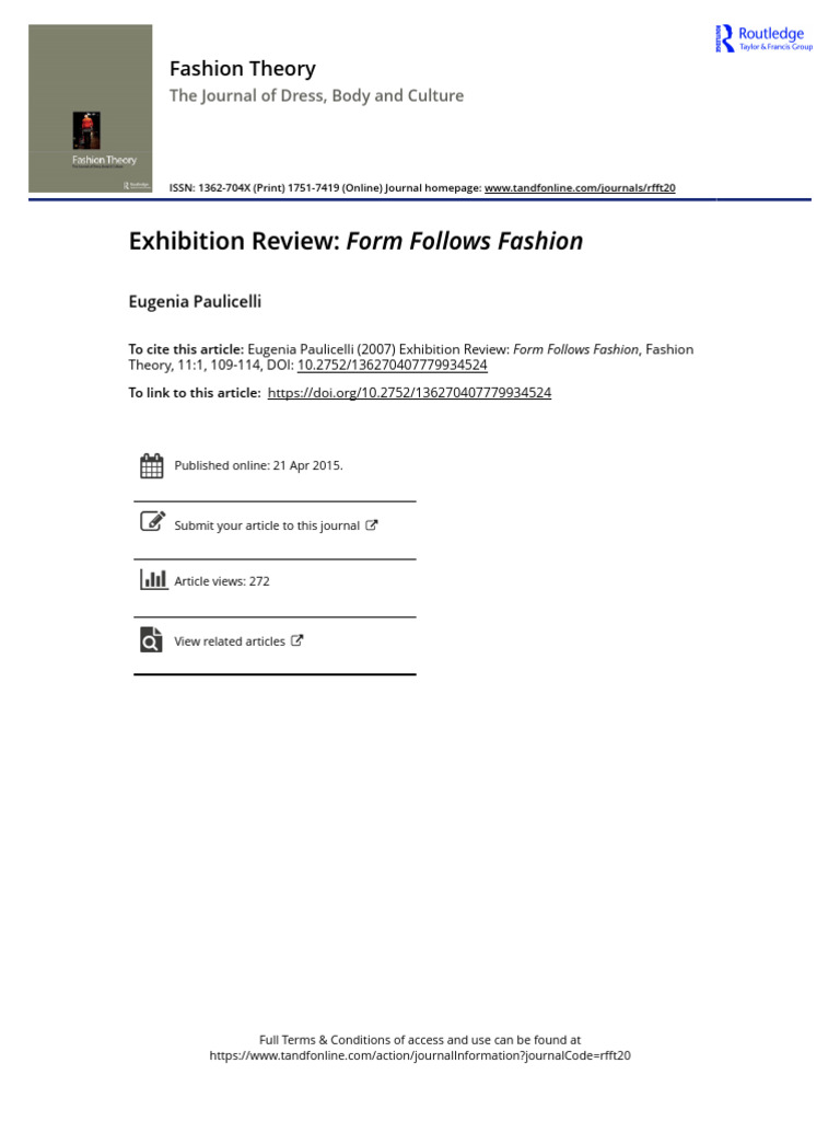 Exhibition Review Form Follows Fashion | PDF | Dress | Textiles