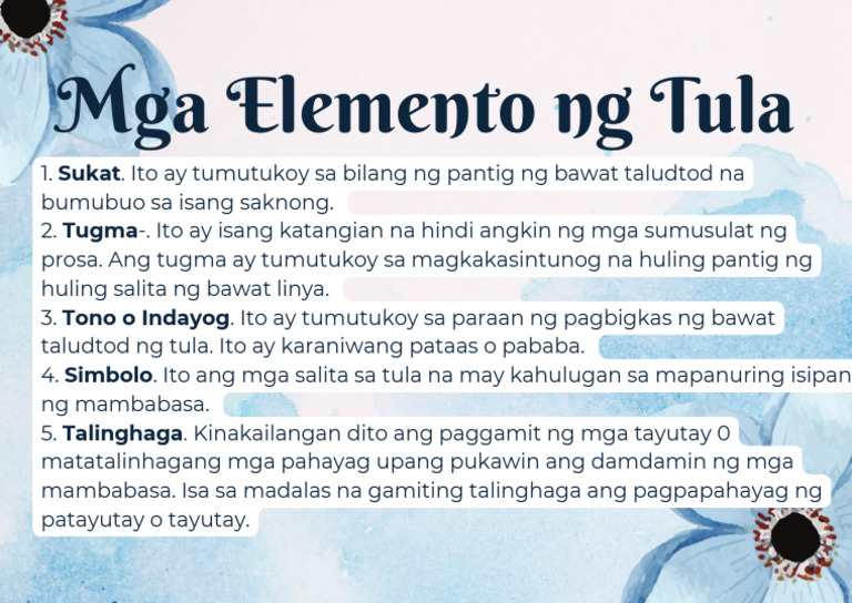 Mga Elemento NG Tula - 20251112 - 200437 - 0000 | PDF
