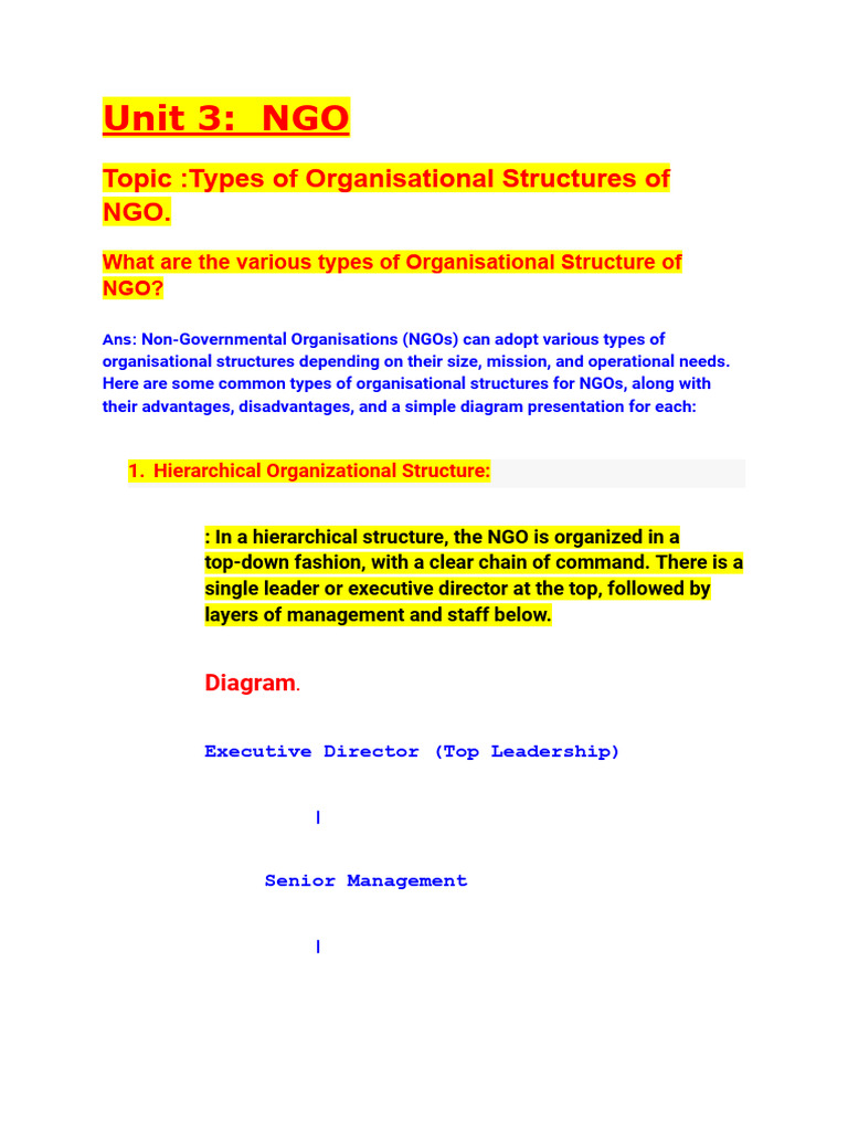 NGO Organizational Structures Explained | PDF | Non Governmental ...