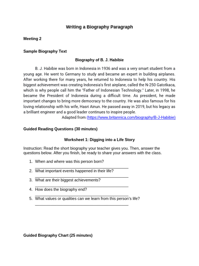 Biography Writing Guide for Students | PDF | Linguistics | Human ...