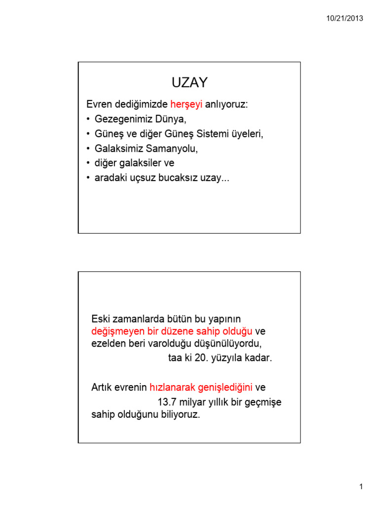 INSA353 Ders Notu 1 Evren | PDF