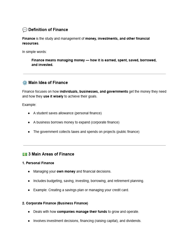 Understanding Finance: Key Concepts Explained | PDF