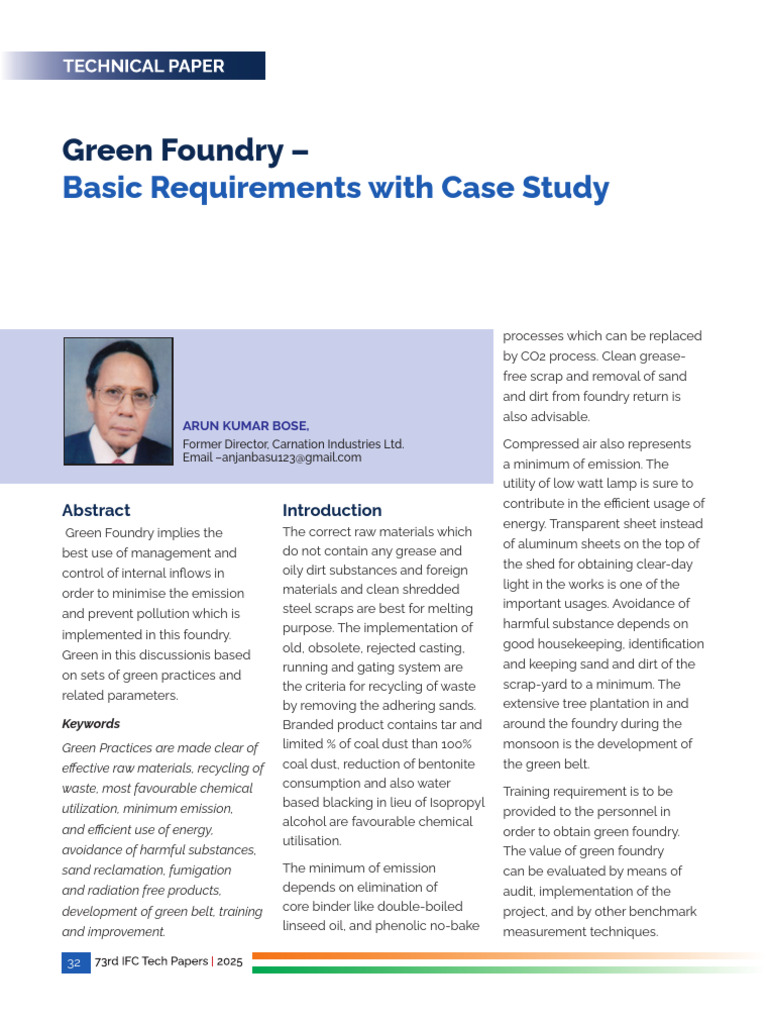 Green Foundry Practices and Case Study | PDF | Foundry | Recycling