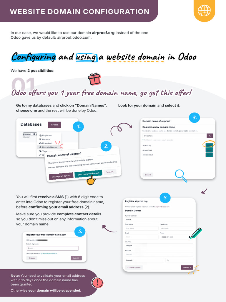 Odoo Domain Configuration Guide | PDF | Domain Name | Domain Name System