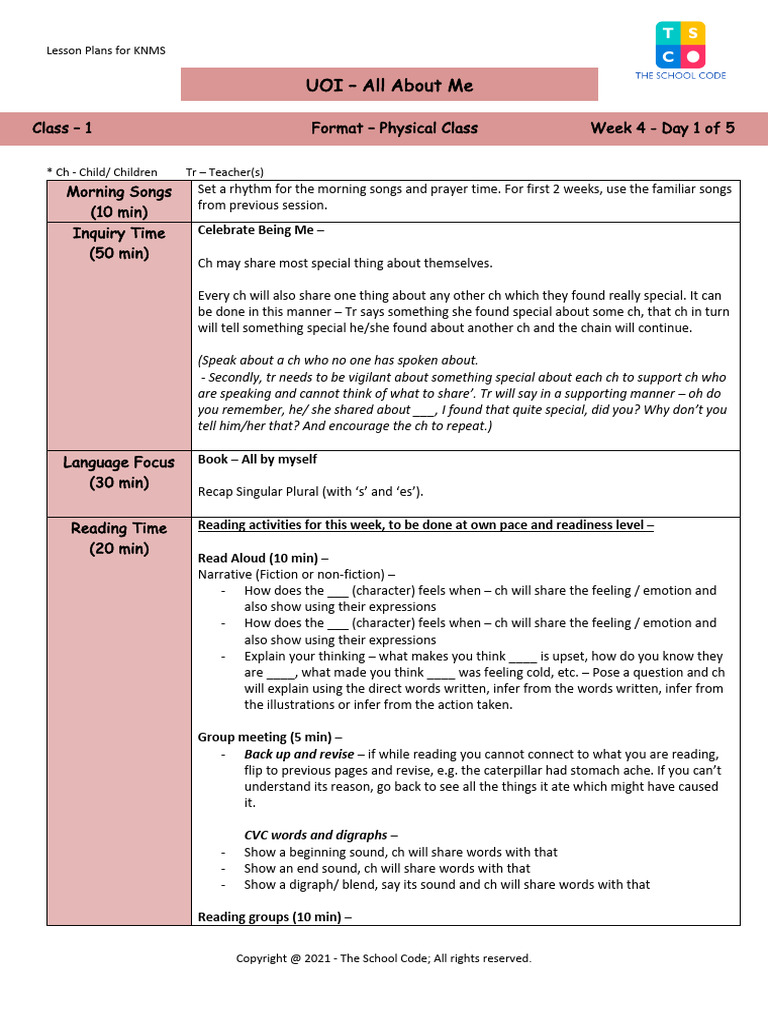 All About Me Lesson Plans for Kids | PDF