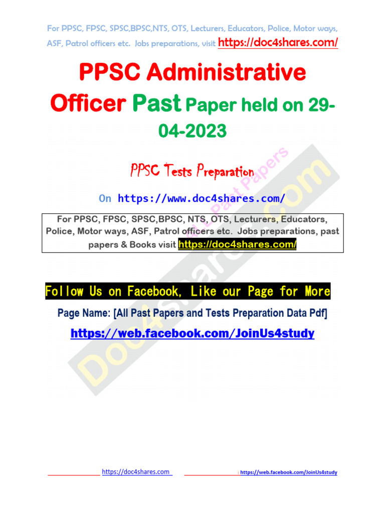 PPSC Past Papers & Test Prep Resources | PDF | National Security ...