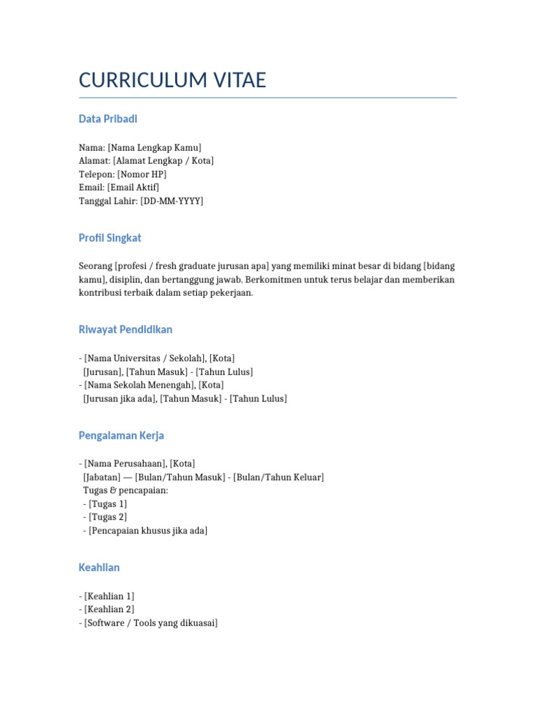 Template CV Siap Edit | PDF