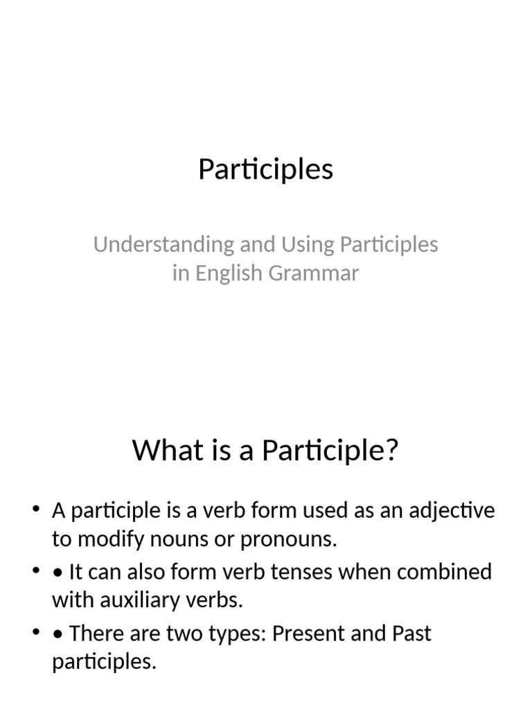 Understanding English Participles | PDF