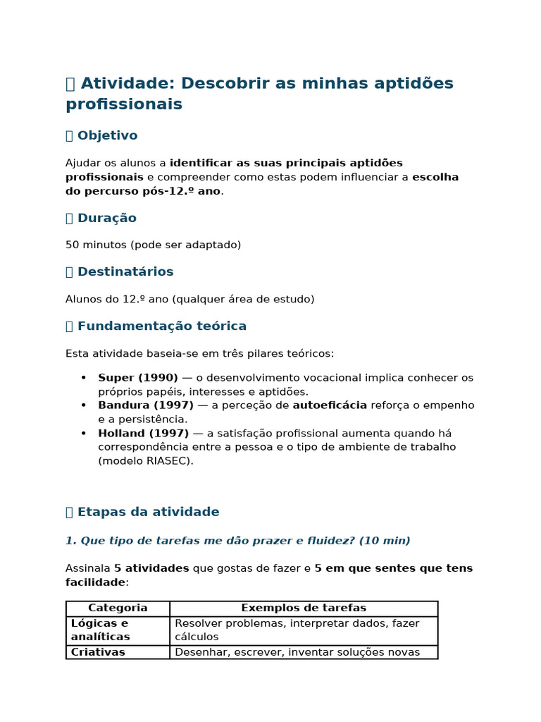 Identificando Aptidões Profissionais | PDF | Comunicação