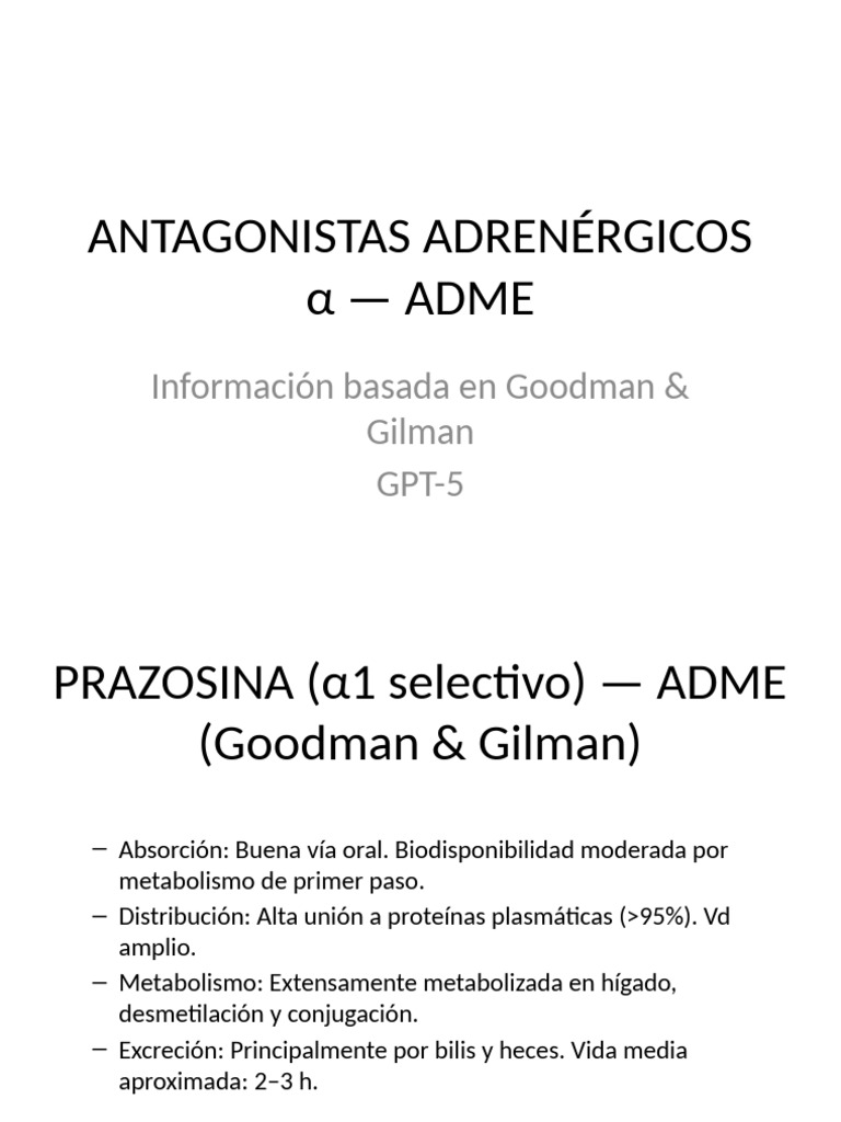 ADME de Antagonistas Adrenérgicos | PDF | Ciencias farmacéuticas ...