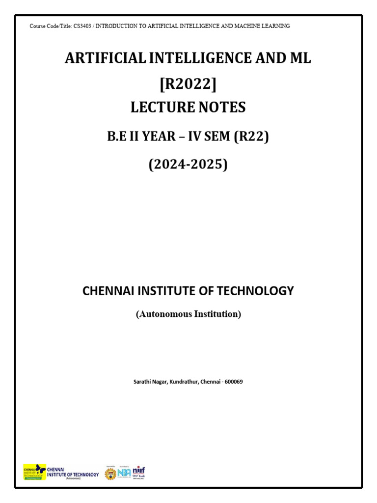 AI and Machine Learning Lecture Notes | PDF | Bayesian Network ...