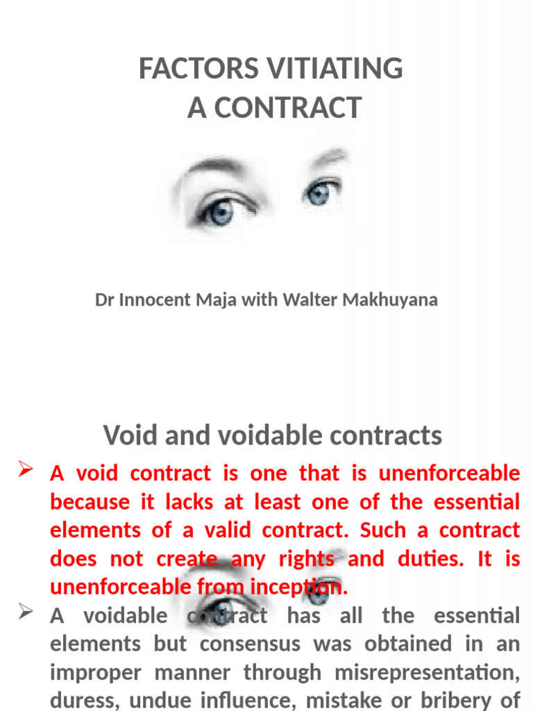 Factors Vitiating a Contract Explained | PDF | Misrepresentation ...