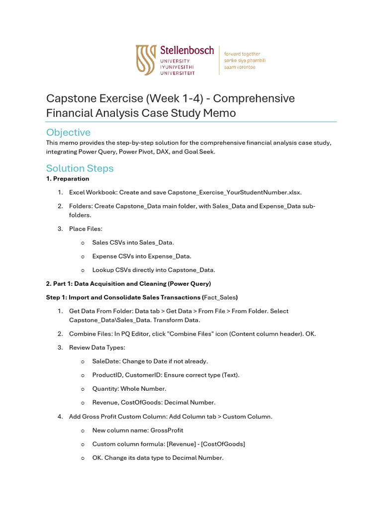 Capstone Financial Analysis Steps | PDF | Gross Margin | Microsoft Excel