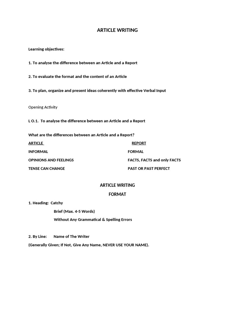 Article Writing Guide and Tips | PDF | Adolescence | Nicotine