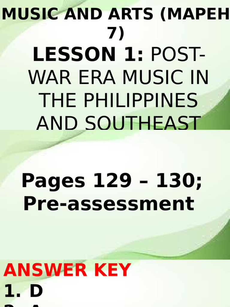 Music - Arts 7 - Lesson 1 | PDF | Musicology | Performing Arts