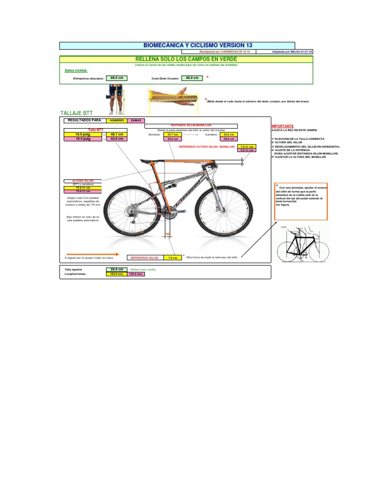 Distancia entre sillín y manillar - Cálculo biomecánico para bicicleta MTB,  carretera y triatlón