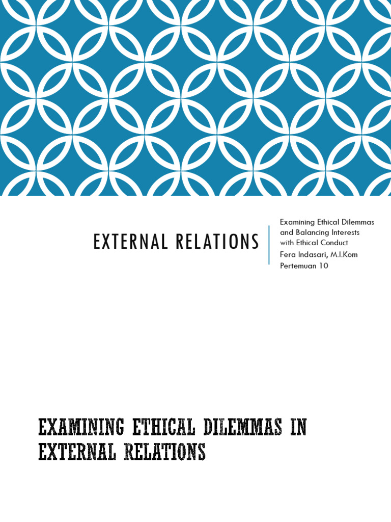 Ethical Challenges in External Relations | PDF | Bribery | Corruption