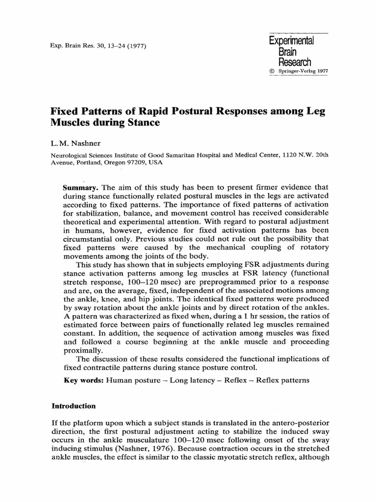 Fixed Muscle Activation Patterns in Stance | PDF | Anatomical Terms Of ...