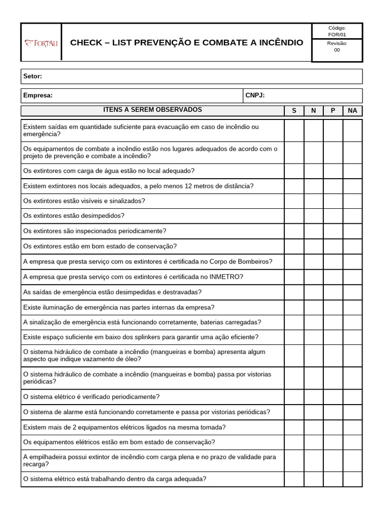 Checklist de Prevenção a Incêndio | PDF