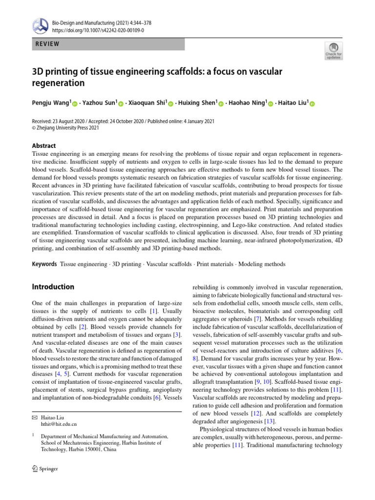 Wang 2021 | PDF | Tissue Engineering | Blood Vessel