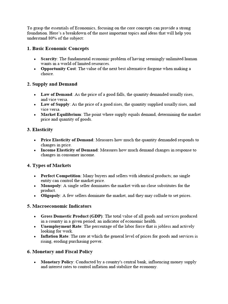 Essential Economics Concepts Explained | PDF | Economics | Inflation