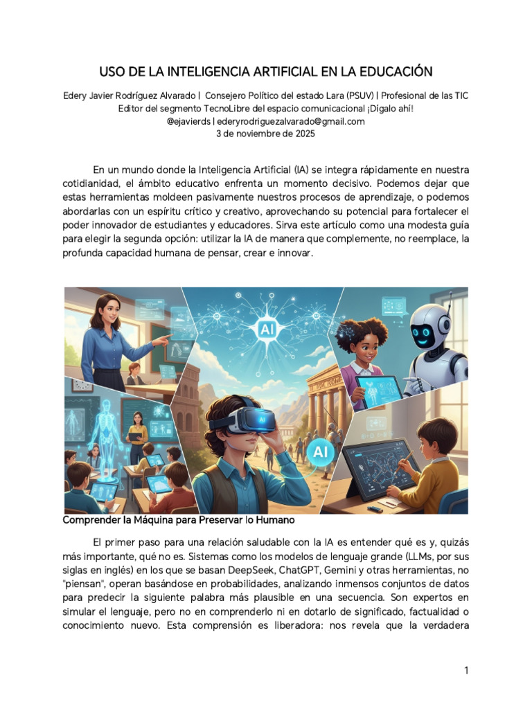 Artículo - Uso de La IA en La Educacion - 03112025 - Ejavierds | PDF ...