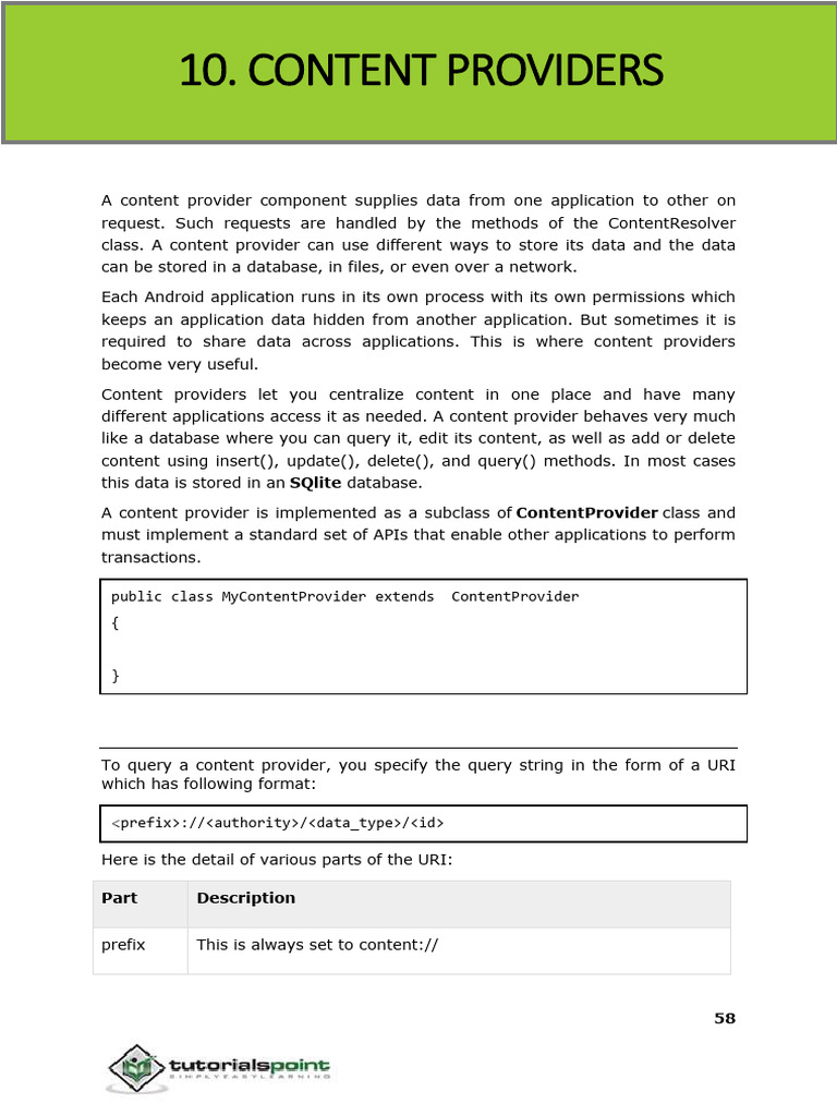Understanding Android Content Providers | PDF