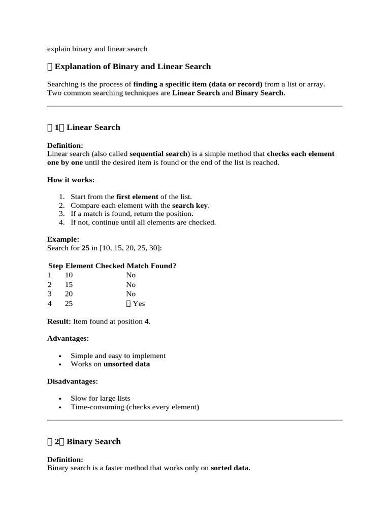 Binary vs Linear Search Explained | PDF | Character Encoding | Computing