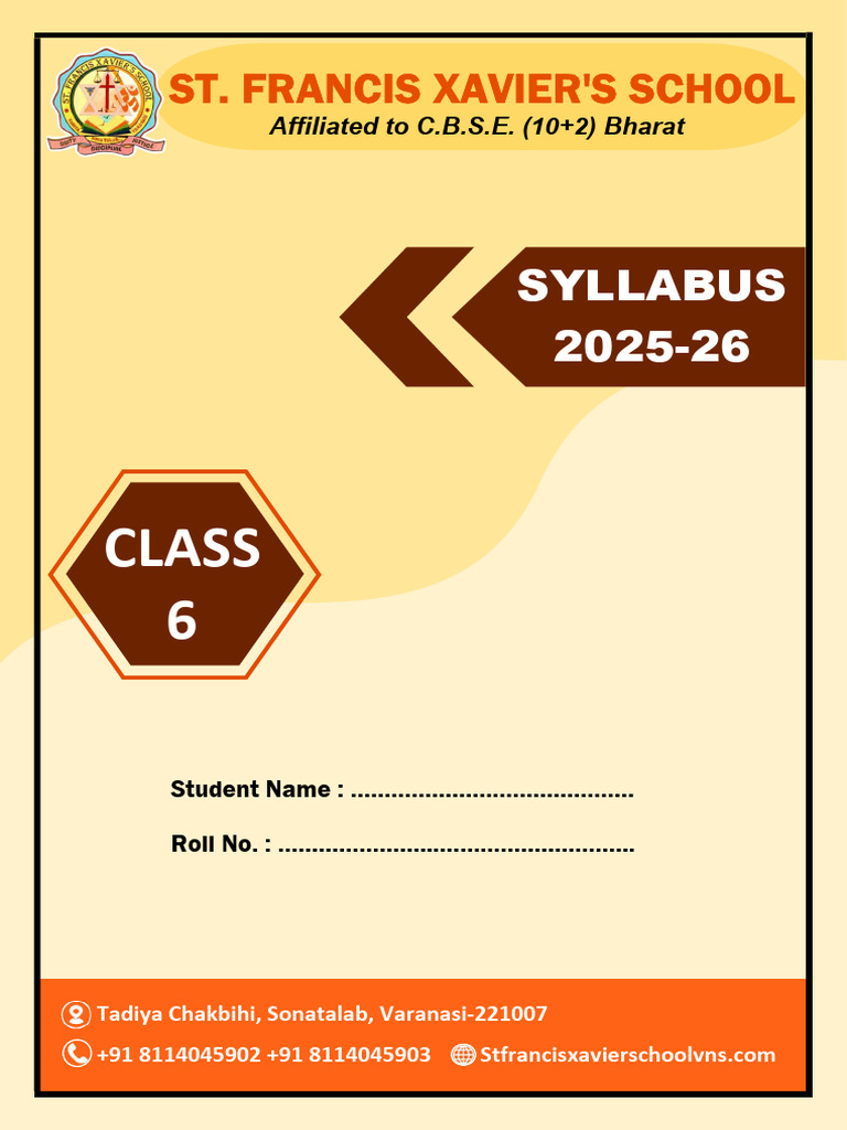 Class 6 Syllabus 2025-26 Overview | PDF | Verb | Subject (Grammar)