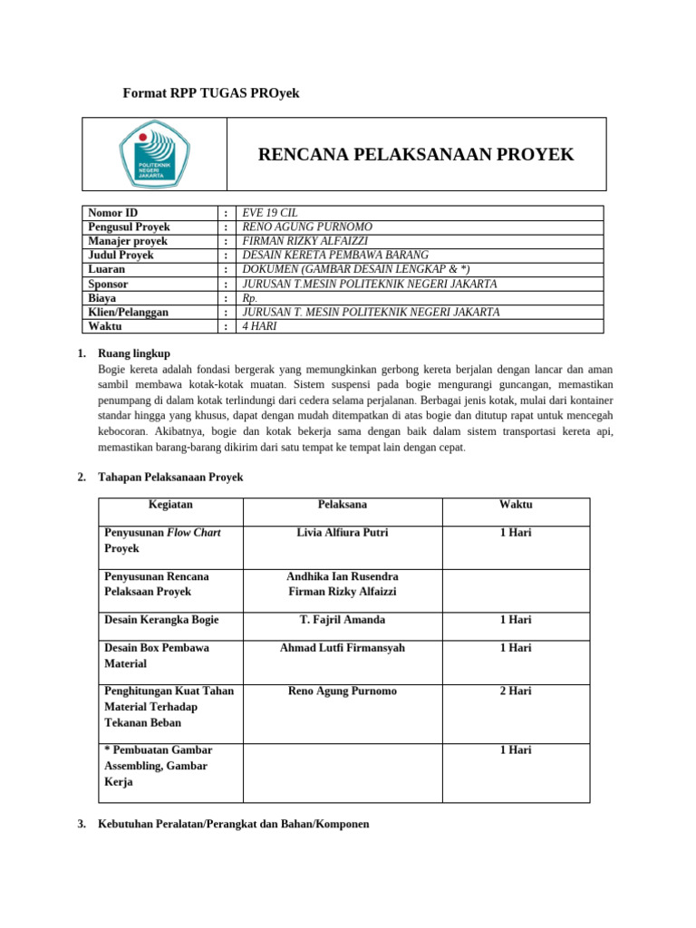 RPP_Proyek Bogie (1) | PDF