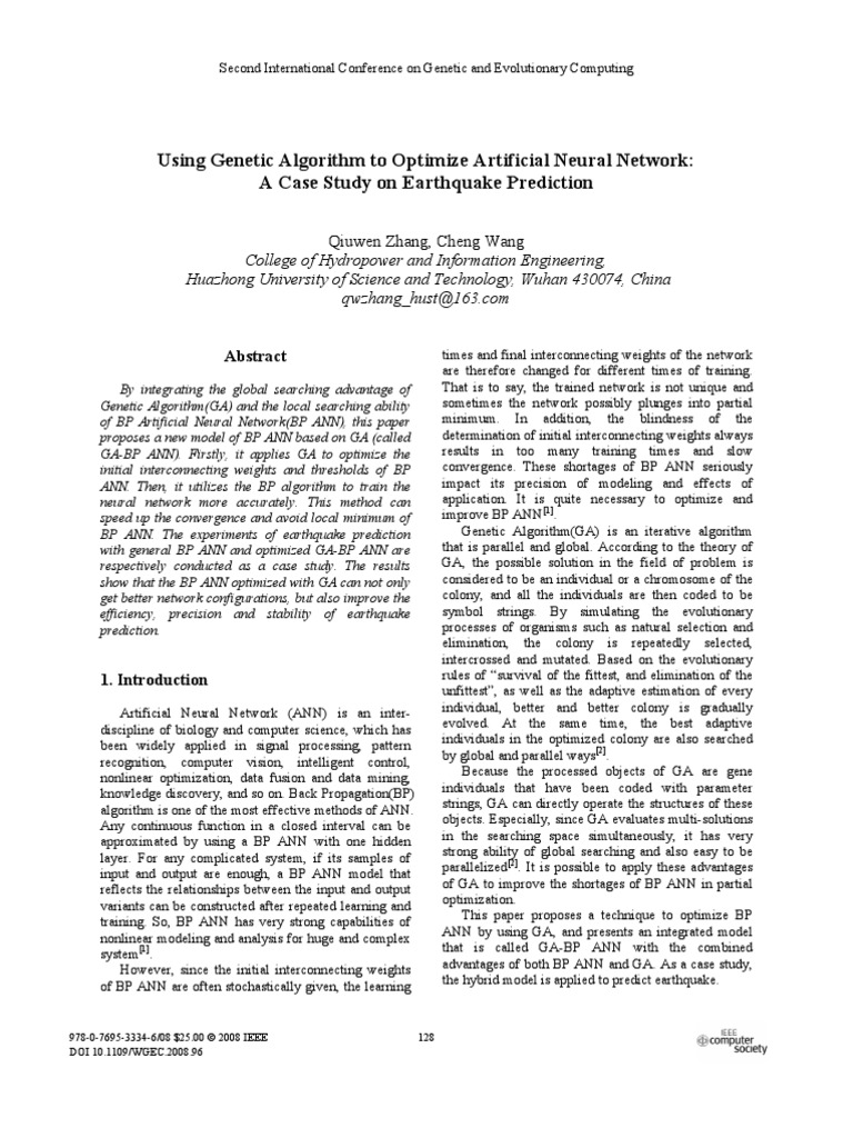 Using Genetic Algorithm To Optimize Artificial Neural Network A Case ...
