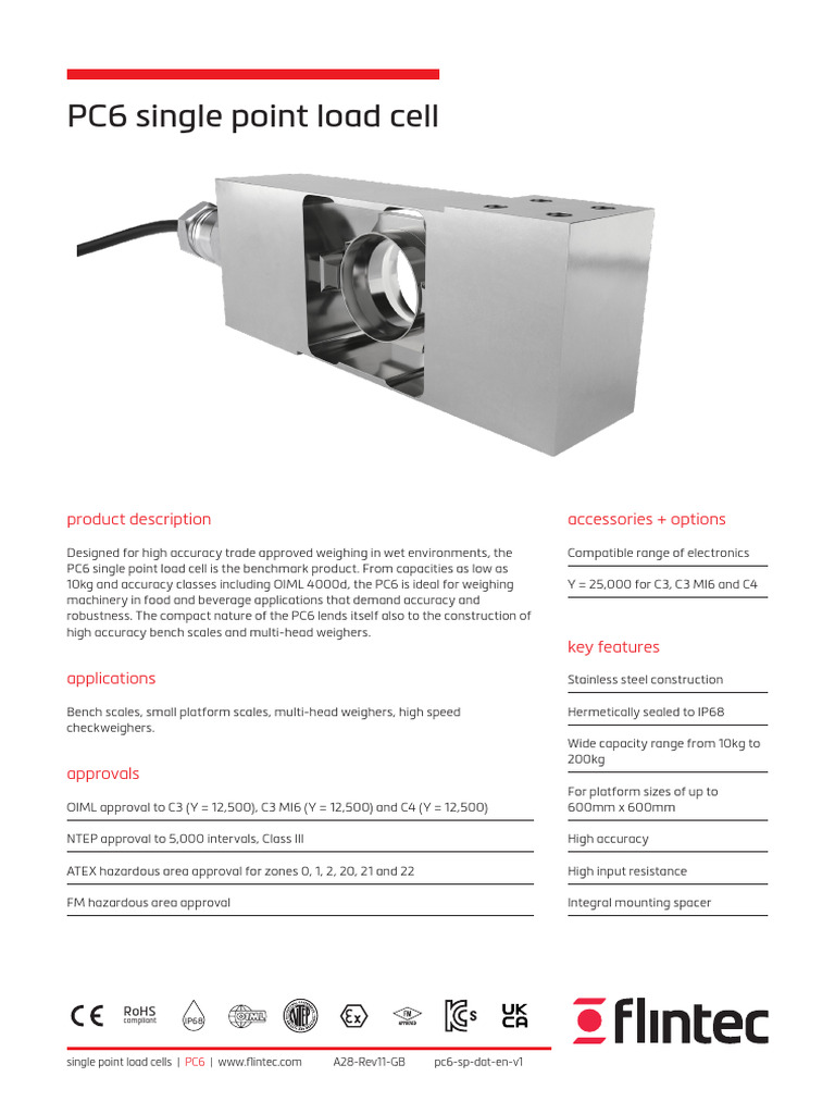 PC6 IP68 Single Point Load Cells | PDF | Electrical Engineering ...