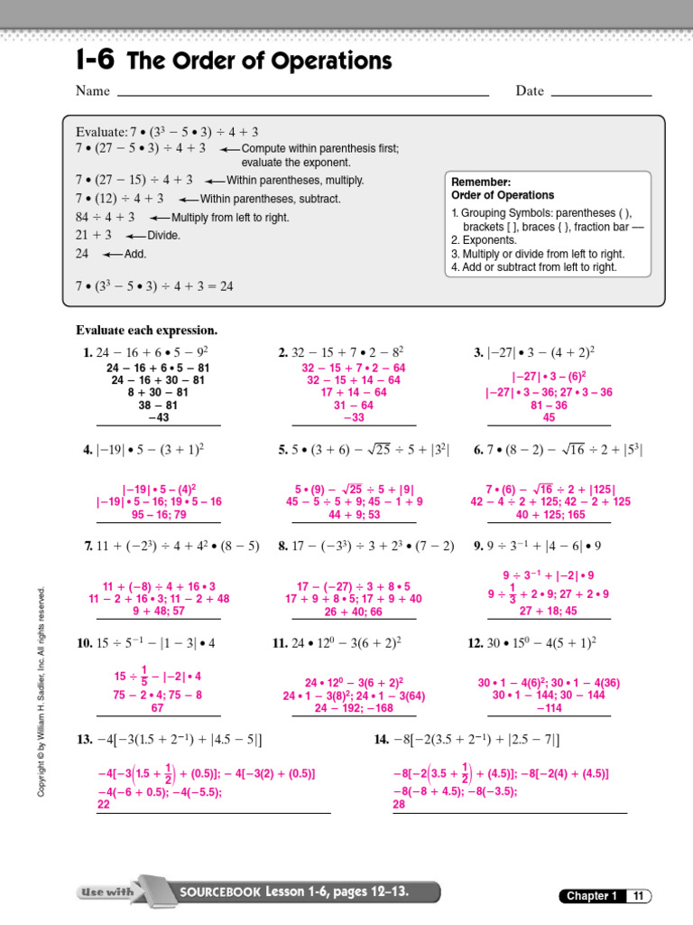 Practice Book Ch1 l6 AK | PDF | Bracket | Arithmetic