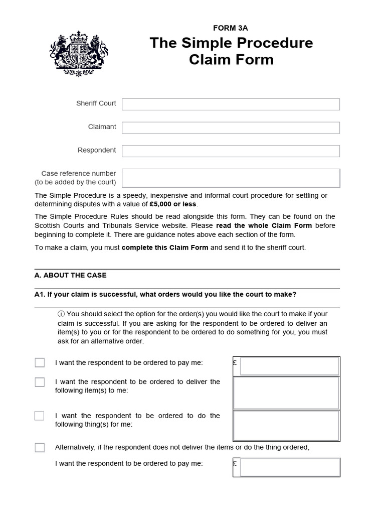 Small Claims Form 3a 2023 | PDF | Credit | Finance & Money Management