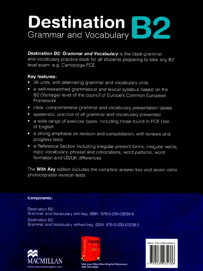 Destination B2. Grammar Vocabulary With Answer Key-Pages-258 | PDF