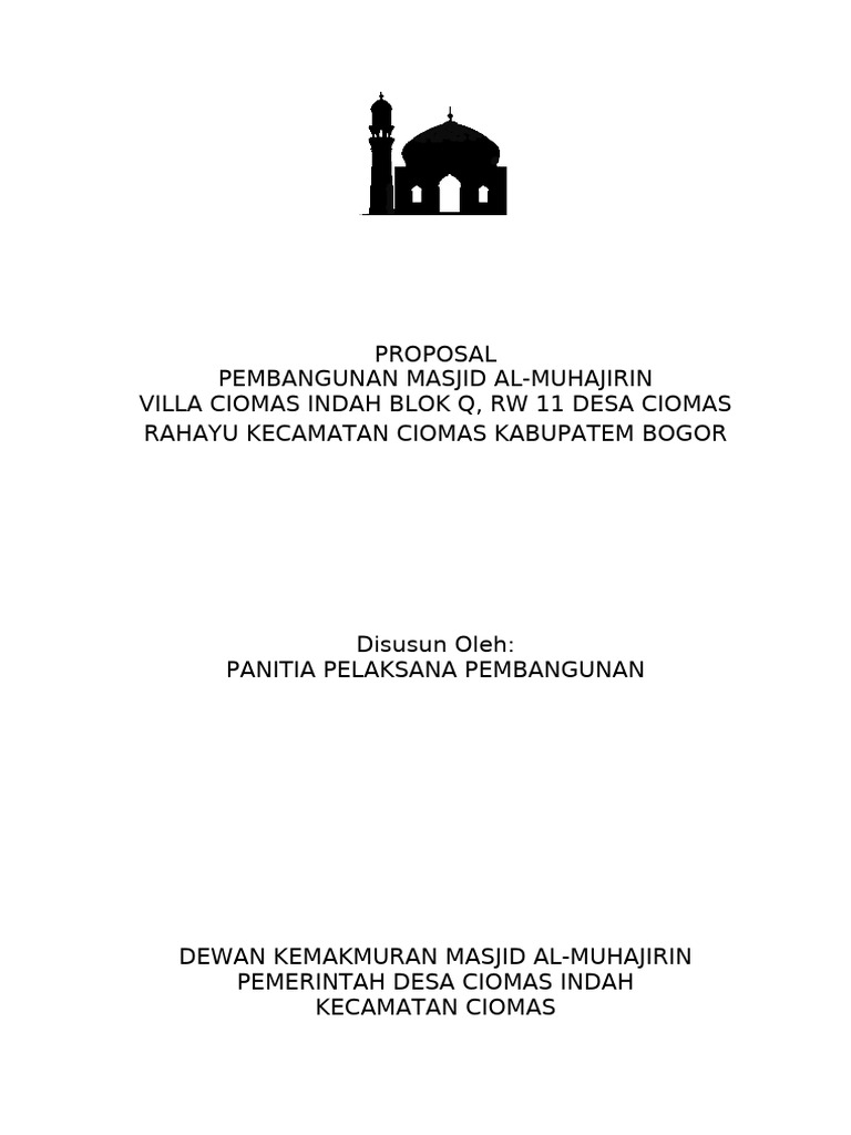 Proposal Pembangunan Masjid Al-Muhajirin | PDF